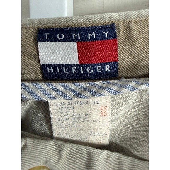 Tommy Hilfiger Mens Pleated Khaki Chino Pants Vintage Size 42x30 - Picture 5 of 6
